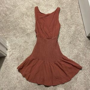 ANTONINE ELASTICATED STRAPS SHIRRED WAIST MINI DRESS CINNAMON